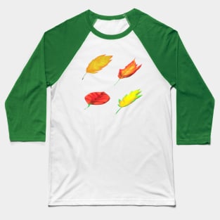 Fall Leaves (White Background) Baseball T-Shirt